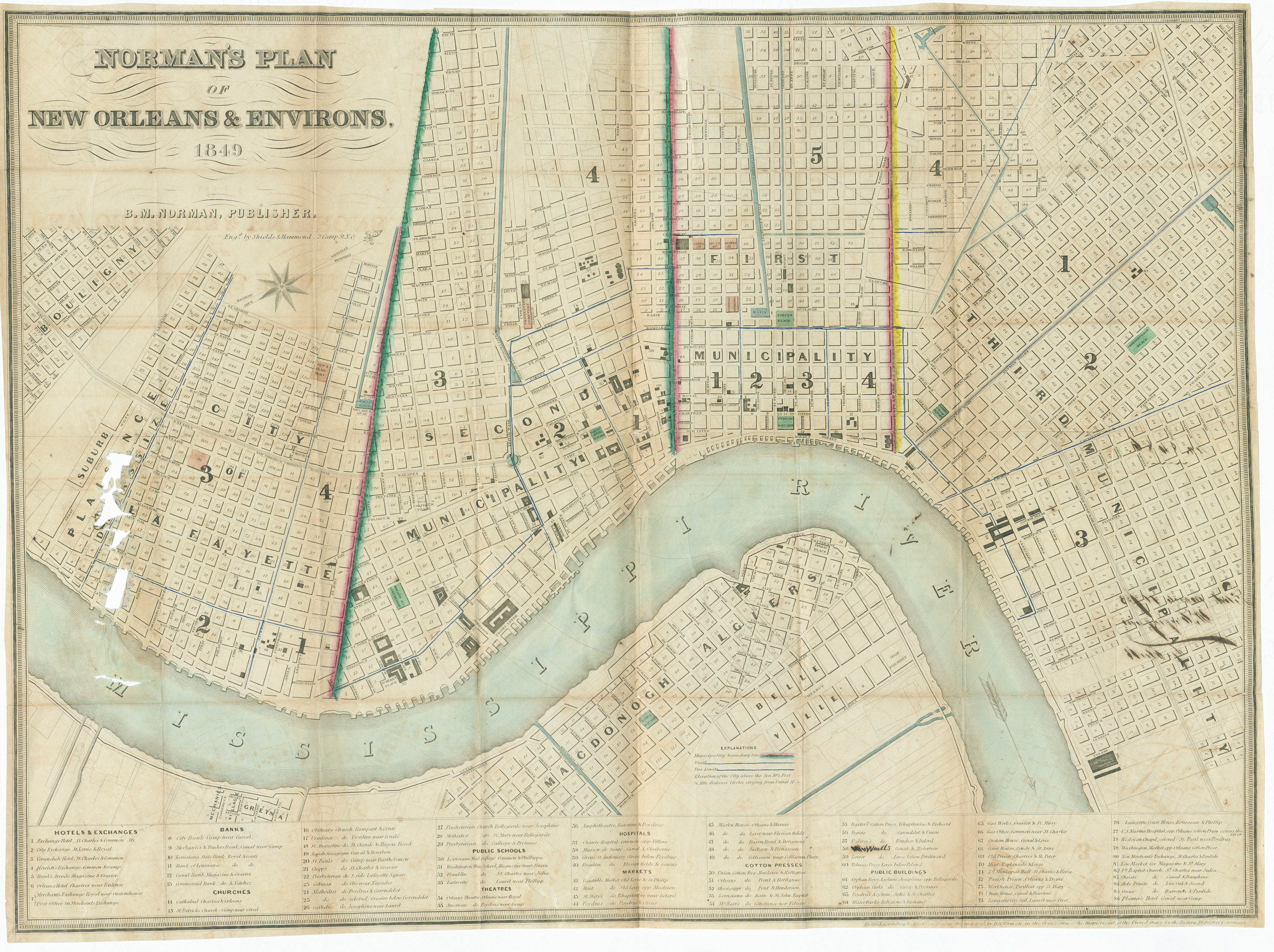 Norman&#39;s Plan of New Orleans and Environs, 1849